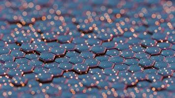 A close up of a blue and pink background with lots of small hexagons video