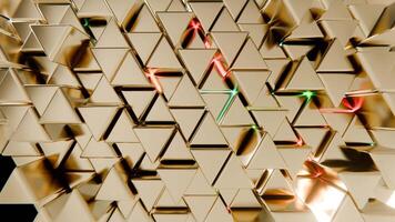 A golden wall with many triangles on it video