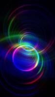 A colorful light circle with a black background video