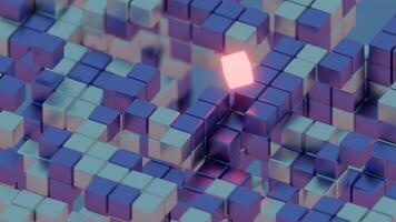 A 3d rendering of a cube with a red light video