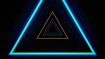 Neon triangle background with blue and yellow lights video