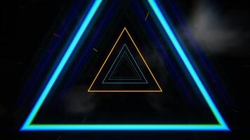 A neon triangle with a bright light in the middle video