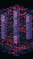 A computer screen with a grid of cubes video