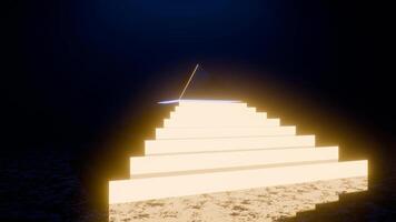 A pyramid with a light shining on it video