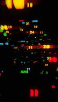 A blurry image of a computer screen with numbers and letters video