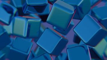 A blue cube background with many different shapes video