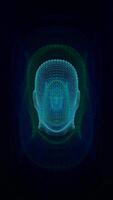 A blue and green abstract image of a head video