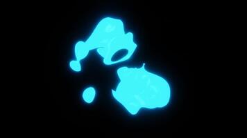 A glowing blue object on a black background video