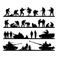 Valor in Action A Silhouette Tribute to Military Operations vector