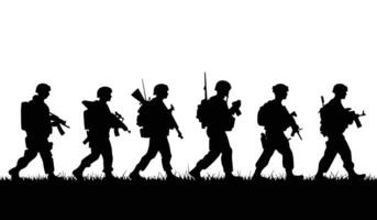 March of Unity Silhouette Soldiers in Formation vector