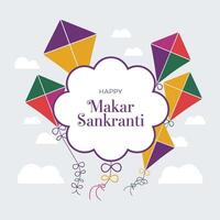 Kites and Clouds A Festive Flat Greeting for Makar Sankranti vector