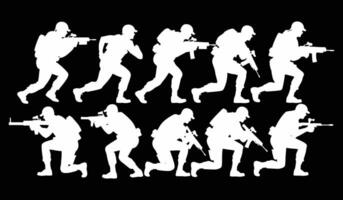 Shadows of Warfare A Dynamic Military Silhouette Design vector