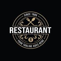 Retro Vintage Ornament Style Design, Retro Restaurant Typography Emblem Logo, Simple and Elegant Spoon Fork Line vector