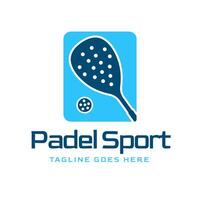 Paddle Racket Illustration Design with Simple Ball blue background Sports Logo vector