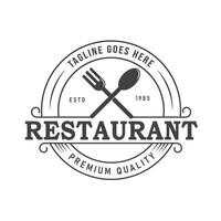 Retro vintage logo design with classic restaurant typography, featuring simple and elegant elements of a spoon and fork vector