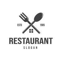 Retro Vintage Logo Design featuring Simple Spoon and Fork Elements with House Window Symbol Illustration vector