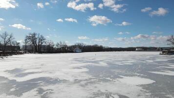 Ice on the water in front of a building video