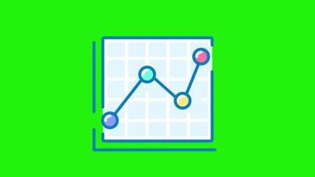 2D Animation of a Graph Chart Icon on a Green Background, Digital Design for Data Analysis, Business Growth, or Statistical Representation video