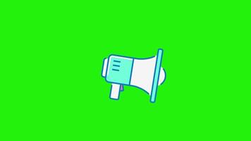 2D Icon Animation of a Megaphone on a Green Background, Digital Design for Announcement or Communication Concept video