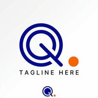 Logo design graphic concept creative premium stock image graphic initial GQ or QG dot font circle connected cut ring monogram typography tech vector