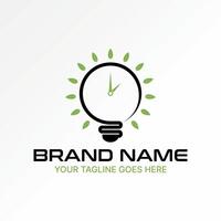 Logo design graphic concept creative premium stock image graphic light bulb watch clockwise leaves plant nature to typography tech smart excellence vector