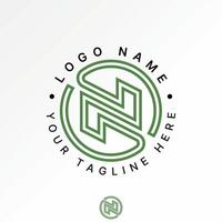 Logo design graphic concept creative premium stock image graphic initial N or Z two double lines font circle infinity monogram typography tech vector