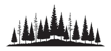 Silhouette of a Row of Pine Trees vector