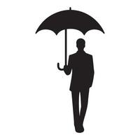 Silhouette Illustration of Businessman Holding an Umbrella vector