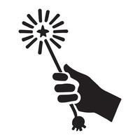 Hand Holding Sparkling Sparkler Silhouette Illustration vector