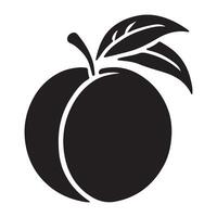 Peach Fruit Silhouette with Leaf Illustration vector