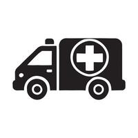 Silhouette Illustration of an Ambulance with Cross vector