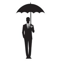 Businessman with Umbrella Silhouette Art vector