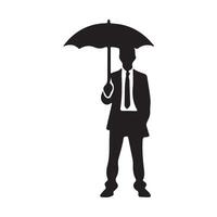 Silhouette Illustration of Businessman with Umbrella vector