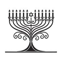 Menorah Silhouette with Star of David Illustration vector
