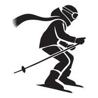 Skier Silhouette Illustration in Dynamic Pose vector