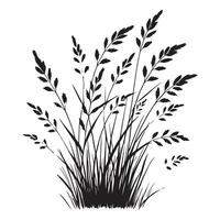 Silhouette of Tall Grass in the Breeze vector