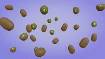 3D animation of a rotating cloud-like sapodilla on a purple gradient background, complemented with a black and white luma matte video