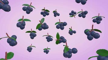 3D animation of a rotating cloud-like huckleberry on a purple gradient background, complemented with a black and white luma matte video