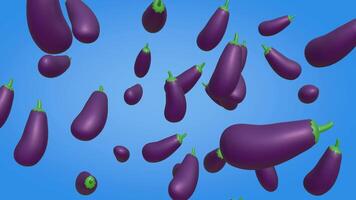 3D animation of a rotating cloud-like eggplant on a blue gradient background, complemented with a black and white luma matte video