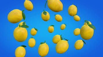 3D animation of a rotating cloud-like lemon on a blue gradient background, complemented with a black and white luma matte video