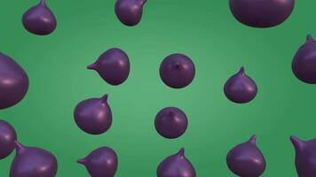 3D animation of a rotating cloud-like fig on green gradient background, complemented with a black and white luma matte video