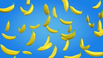 3D animation of a rotating cloud-like banana on a blue gradient background, complemented with a black and white luma matte video