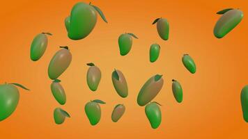 3D animation of a rotating cloud-like mango on a orange gradient background, complemented with a black and white luma matte video