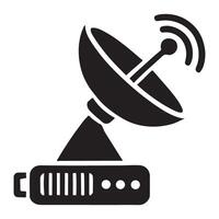 Satellite Dish Silhouette Illustration Communication Technology Icon vector