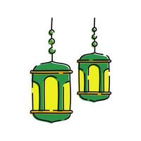A set of hanging lanterns, representing Ramadan's festive and decorative atmosphere. vector
