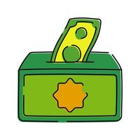A donation box for zakat, emphasizing charity and helping those in need during Ramadan. vector