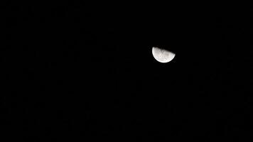 Half Moon In Night Sky With Just A Wisp Of Cloud For A Moment video