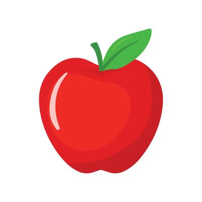 Red Apple Fruit Icon Illustration in Cute Cartoon Design