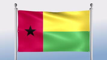 Guinea-Bissau Flag Hangs On The Pole On Both Sides video