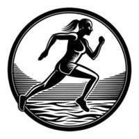 A silhouette of a woman sprinting, with dynamic lines emphasizing speed and determination. vector